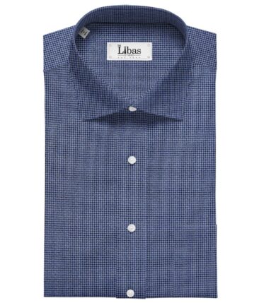 Soktas Blue 100% Giza Cotton Black Micro Checks Shirt Fabric (1.60 M)