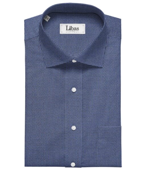 Soktas Blue 100% Giza Cotton Black Micro Checks Shirt Fabric (1.60 M)