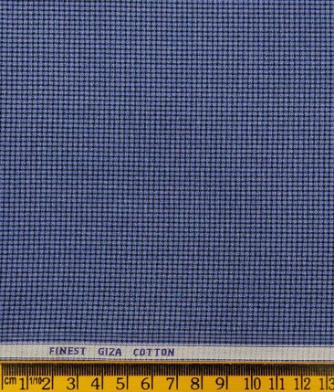 Soktas Blue 100% Giza Cotton Black Micro Checks Shirt Fabric (1.60 M)