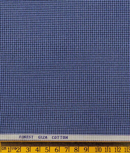 Soktas Blue 100% Giza Cotton Black Micro Checks Shirt Fabric (1.60 M)