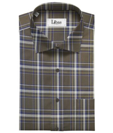 Soktas Brown 100% Giza Cotton Broad Checks Shirt Fabric (1.60 M)