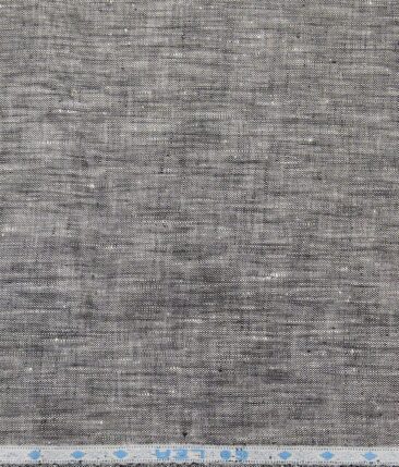 Linen Club Men's Grey 60 LEA Pure Linen Self Design Unstitched Shirting Fabric (2.25 Meter)