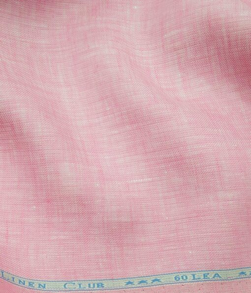 Linen Club Men's Rose Pink 60 LEA Pure Linen Self Design Unstitched Shirting Fabric (2.25 Meter)