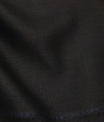 Linen Club Men's Pure 100% Linen Black Solid Unstitched Suiting Fabric (3M)