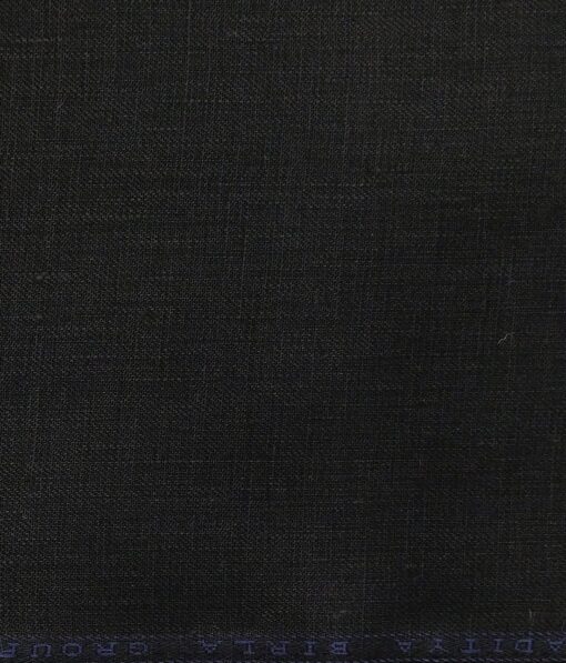Linen Club Men's Pure 100% Linen Black Solid Unstitched Suiting Fabric (3M)