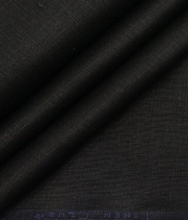 Linen Club Men's Pure 100% Linen Black Solid Unstitched Suiting Fabric (3M)