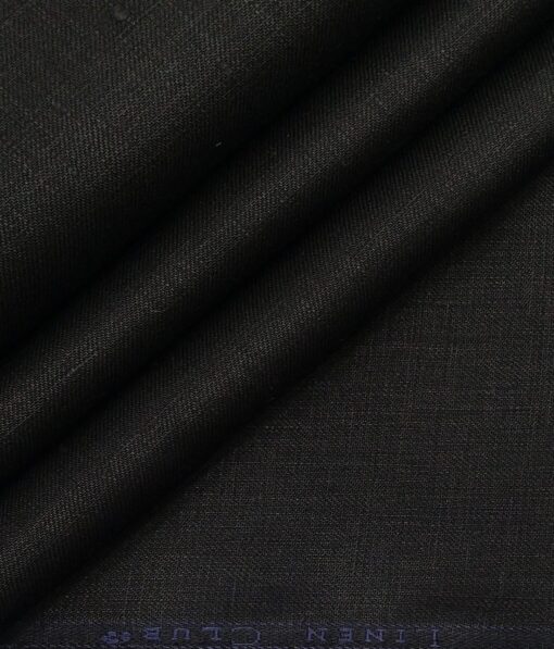 Linen Club Men's Pure 100% Linen Black Solid Unstitched Suiting Fabric (3M)
