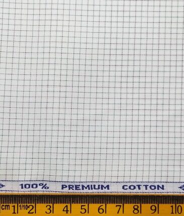 Arvind Men's White 100% Premium Cotton Green & Blue Checks Shirt Fabric (1.60 M)