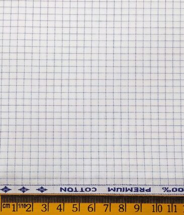 Arvind Men's White 100% Premium Cotton Firozi Blue Checks Shirt Fabric (1.60 M)