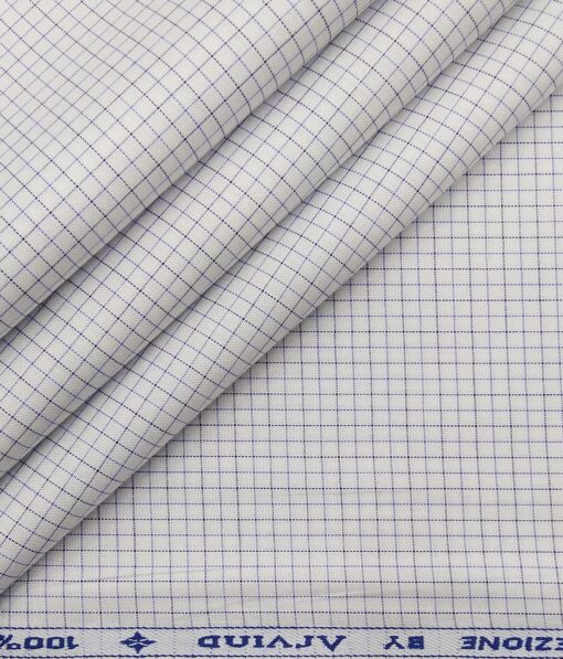 Arvind Men's White 100% Premium Cotton Purple & Black Checks Shirt Fabric (1.60 M)