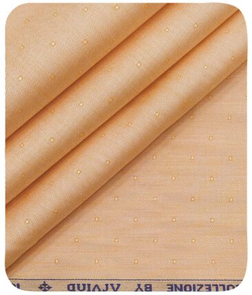 Arvind Men's Light Orange 100% Premium Cotton Self Dobby Shirt Fabric (1.60 M)