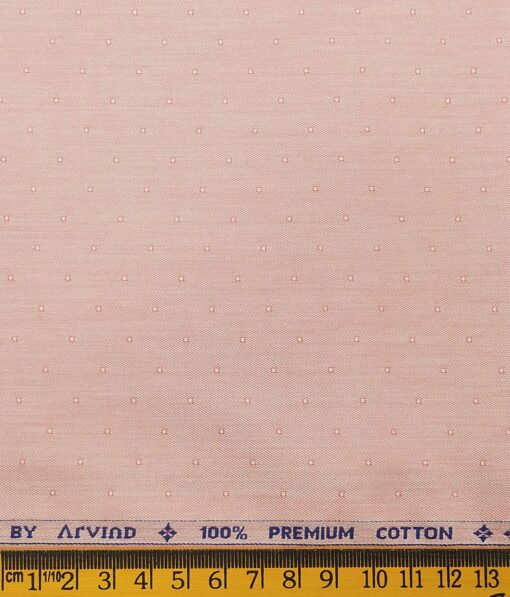 Arvind Men's Peach 100% Premium Cotton Self Dobby Shirt Fabric (1.60 M)