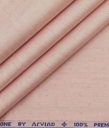 Arvind Men's Peach 100% Premium Cotton Self Dobby Shirt Fabric (1.60 M)