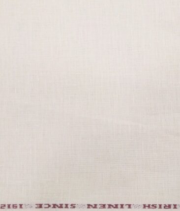 Burgoyne Men's White 100% Irish Linen Solids Unstitched Shirt Fabric (1.60 Meter)