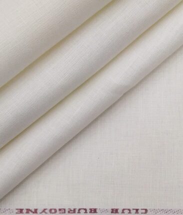 Burgoyne Men's White 100% Irish Linen Solids Unstitched Shirt Fabric (1.60 Meter)