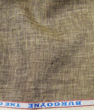 Burgoyne Men's Brown 100% Irish Linen Self Deisgn Unstitched Shirting Fabric (2.25 Meter)