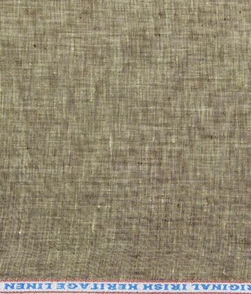 Burgoyne Men's Brown 100% Irish Linen Self Deisgn Unstitched Shirting Fabric (2.25 Meter)