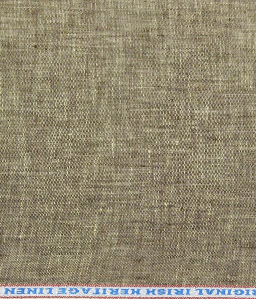 Burgoyne Men's Brown 100% Irish Linen Self Deisgn Unstitched Shirting Fabric (2.25 Meter)