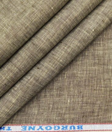 Burgoyne Men's Brown 100% Irish Linen Self Deisgn Unstitched Shirting Fabric (2.25 Meter)