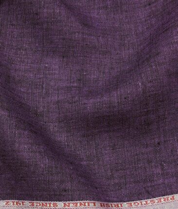 Burgoyne Men's Dark Eggplant Purple 100% Irish Linen Self Deisgn Unstitched Shirting Fabric (2.25 Meter)