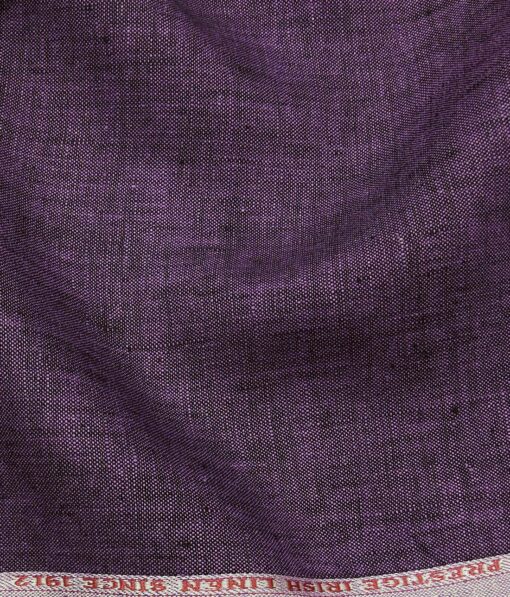 Burgoyne Men's Dark Eggplant Purple 100% Irish Linen Self Deisgn Unstitched Shirting Fabric (2.25 Meter)
