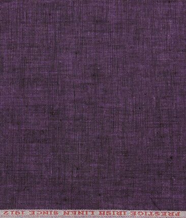 Burgoyne Men's Dark Eggplant Purple 100% Irish Linen Self Deisgn Unstitched Shirting Fabric (2.25 Meter)