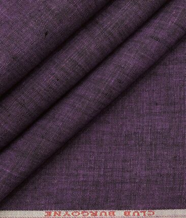 Burgoyne Men's Dark Eggplant Purple 100% Irish Linen Self Deisgn Unstitched Shirting Fabric (2.25 Meter)