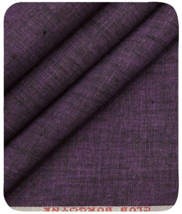 Burgoyne Men's Dark Eggplant Purple 100% Irish Linen Self Deisgn Unstitched Shirting Fabric (2.25 Meter)