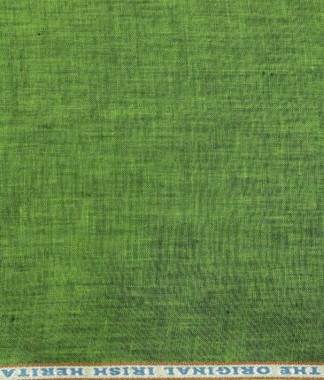 Burgoyne Men's Moss Green 100% Irish Linen Self Deisgn Unstitched Shirting Fabric (2.25 Meter)