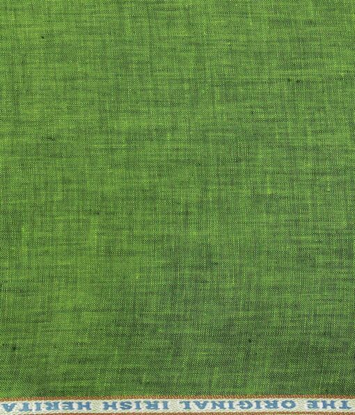 Burgoyne Men's Moss Green 100% Irish Linen Self Deisgn Unstitched Shirting Fabric (2.25 Meter)