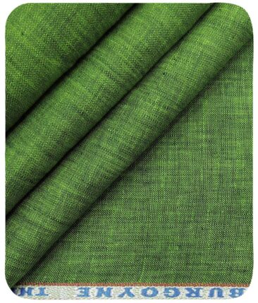 Burgoyne Men's Moss Green 100% Irish Linen Self Deisgn Unstitched Shirting Fabric (2.25 Meter)