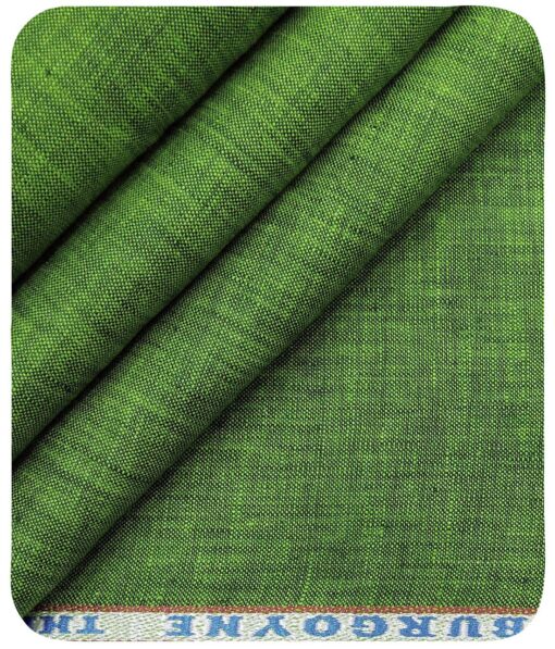 Burgoyne Men's Moss Green 100% Irish Linen Self Deisgn Unstitched Shirting Fabric (2.25 Meter)