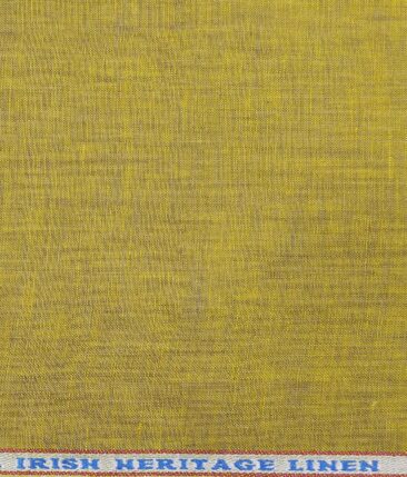 Burgoyne Men's Mustard Yellow 100% Irish Linen Self Deisgn Unstitched Shirting Fabric (2.25 Meter)