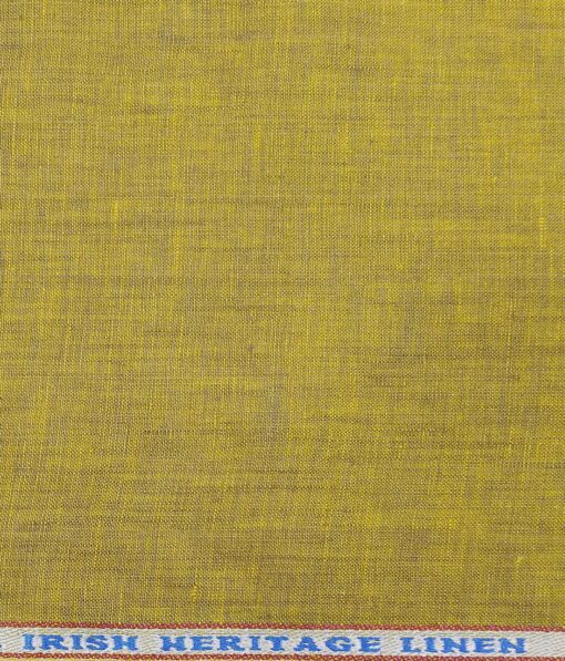 Burgoyne Men's Mustard Yellow 100% Irish Linen Self Deisgn Unstitched Shirting Fabric (2.25 Meter)