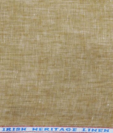 Burgoyne Men's Tortilla Brown 100% Irish Linen Self Design Unstitched Shirt Fabric (1.60 Meter)
