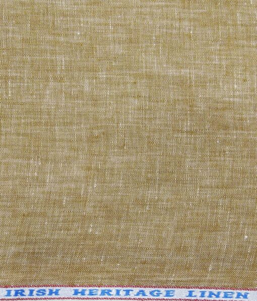 Burgoyne Men's Tortilla Brown 100% Irish Linen Self Design Unstitched Shirt Fabric (1.60 Meter)