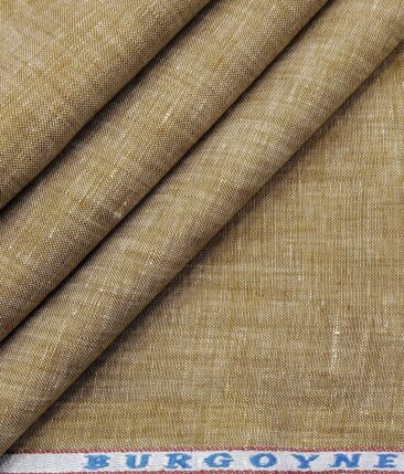 Burgoyne Men's Tortilla Brown 100% Irish Linen Self Design Unstitched Shirt Fabric (1.60 Meter)