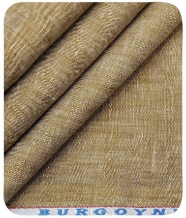 Burgoyne Men's Tortilla Brown 100% Irish Linen Self Design Unstitched Shirt Fabric (1.60 Meter)