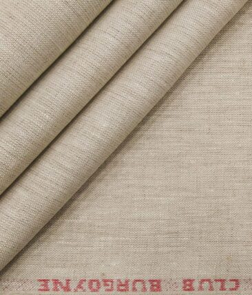 Burgoyne Men's Oat Beige 100% Irish Linen Self Design Unstitched Suiting Fabric (3 Meter)