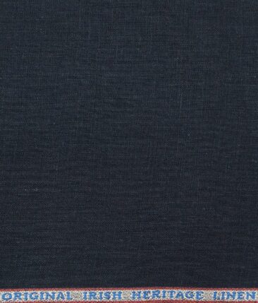 Burgoyne Men's Dark Royal Blue 100% Irish Linen Unstitched Trouser Fabric (1.30 Meter)