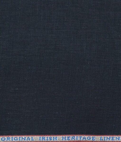 Burgoyne Men's Dark Royal Blue 100% Irish Linen Unstitched Trouser Fabric (1.30 Meter)