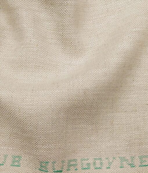 Burgoyne Men's Oat Meal Beige Jute Weave 100% Irish Linen Unstitched Suiting Fabric (3 Meter)