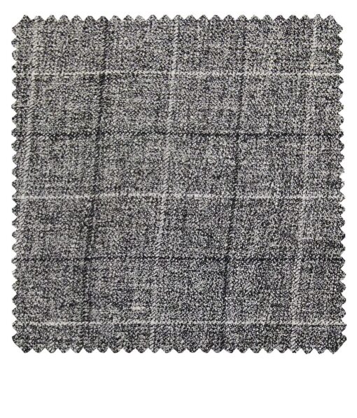 Burgoyne Men's Grey Checks 100% Irish Linen Unstitched Suiting Fabric (3 Meter)