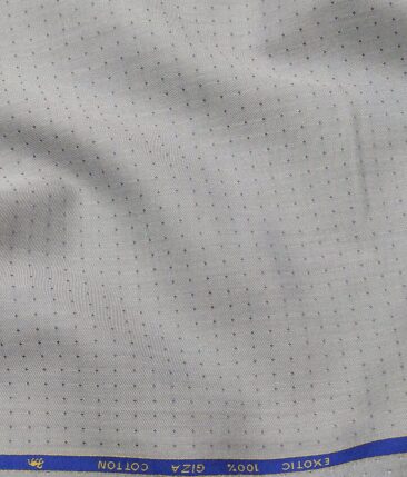 Cadini Italy Men's Light Grey 100% Giza Cotton Dotted Shirt Fabric (1.60 M)