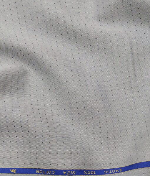 Cadini Italy Men's Light Grey 100% Giza Cotton Dotted Shirt Fabric (1.60 M)