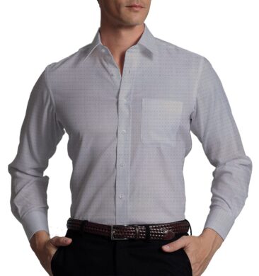 Cadini Italy Men's Light Grey 100% Giza Cotton Dotted Shirt Fabric (1.60 M)