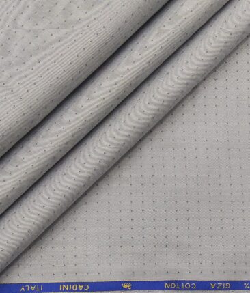 Cadini Italy Men's Light Grey 100% Giza Cotton Dotted Shirt Fabric (1.60 M)