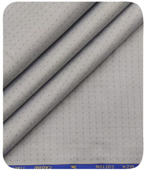 Cadini Italy Men's Light Grey 100% Giza Cotton Dotted Shirt Fabric (1.60 M)