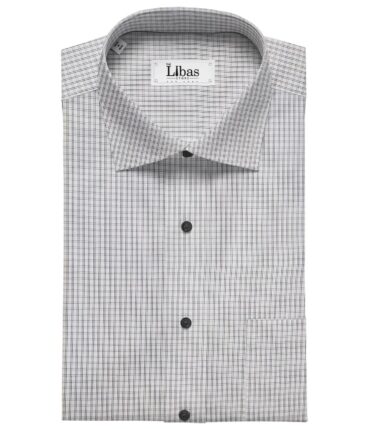 Cadini Italy Men's White 100% Giza Cotton Black Checks Shirt Fabric (1.60 M)
