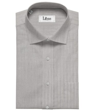 Cadini Italy Men's Light Grey 100% Cotton Herringbone Weave Shirt Fabric (1.60 M)